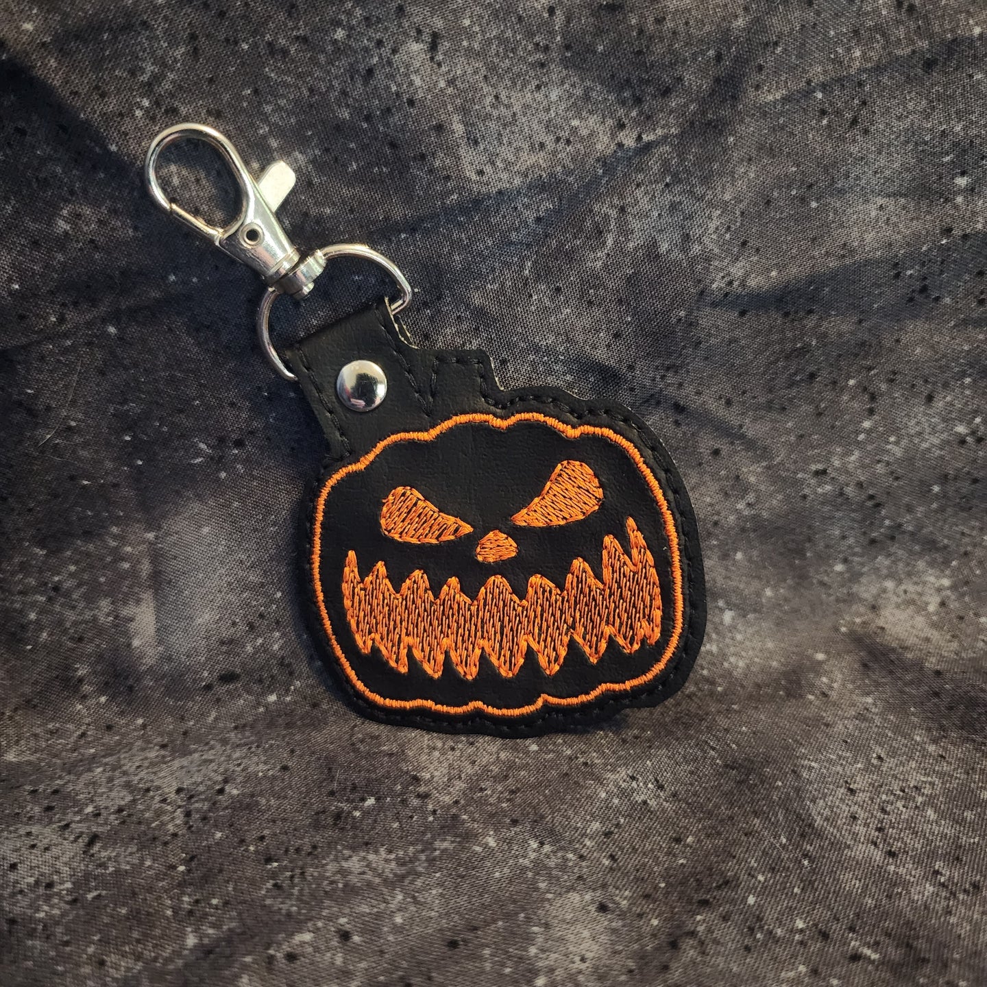 Jack-o-Lantern Embroidered Keychain