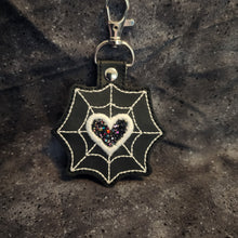 Load image into Gallery viewer, Web Entwined Heart Embroidered Keychain
