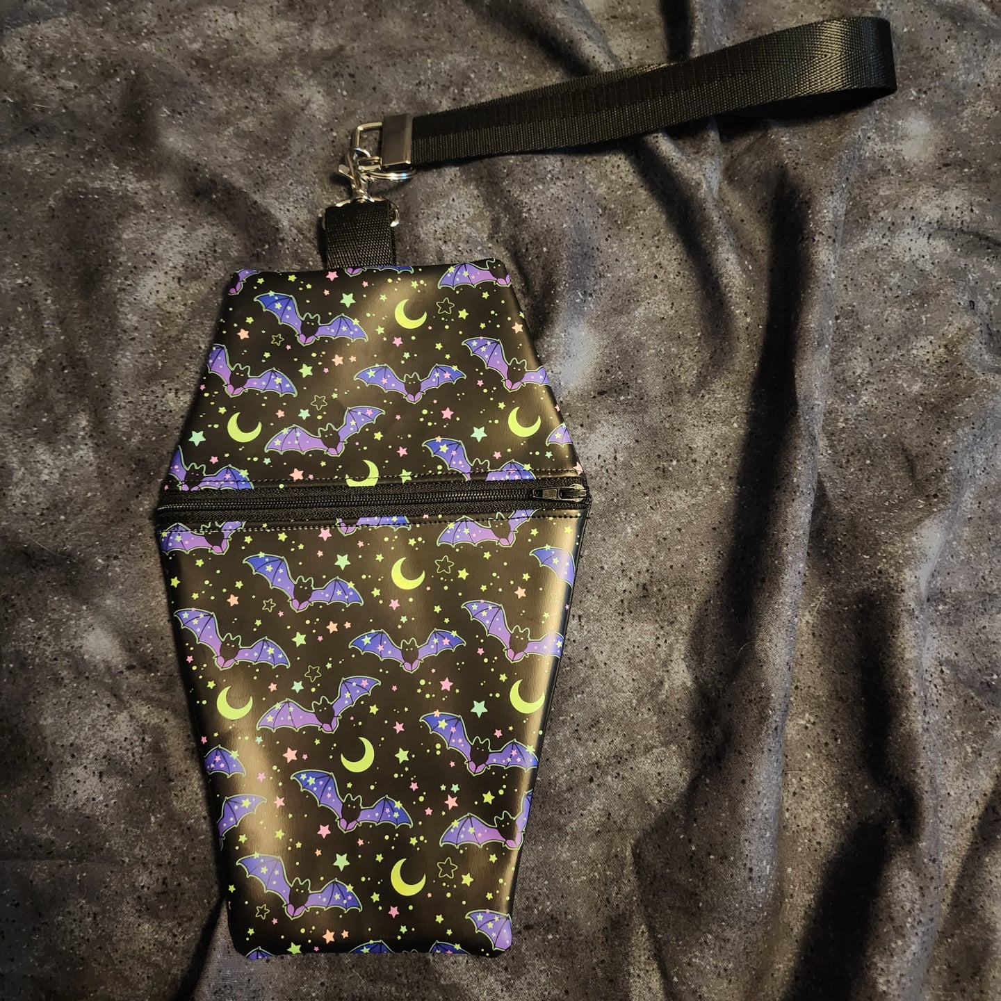 Night Bats Coffin Zipper Clutch Handbag