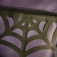 Load image into Gallery viewer, Purple Spiderweb Coffin Cross Body Shoulder Bag
