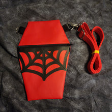 Load image into Gallery viewer, Red Spiderweb Coffin Cross Body Shoulder Bag
