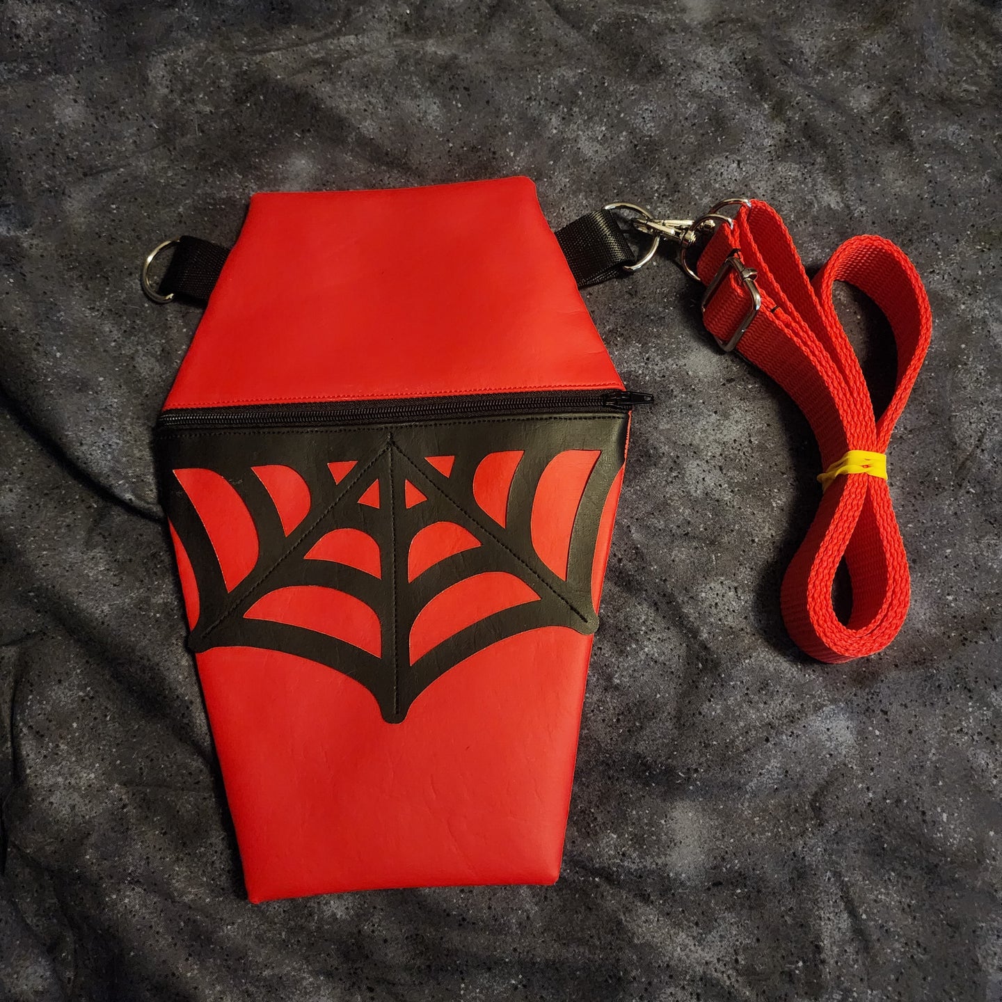 Red Spiderweb Coffin Cross Body Shoulder Bag