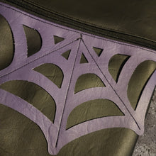 Load image into Gallery viewer, Purple Spiderweb Coffin Cross Body Shoulder Bag
