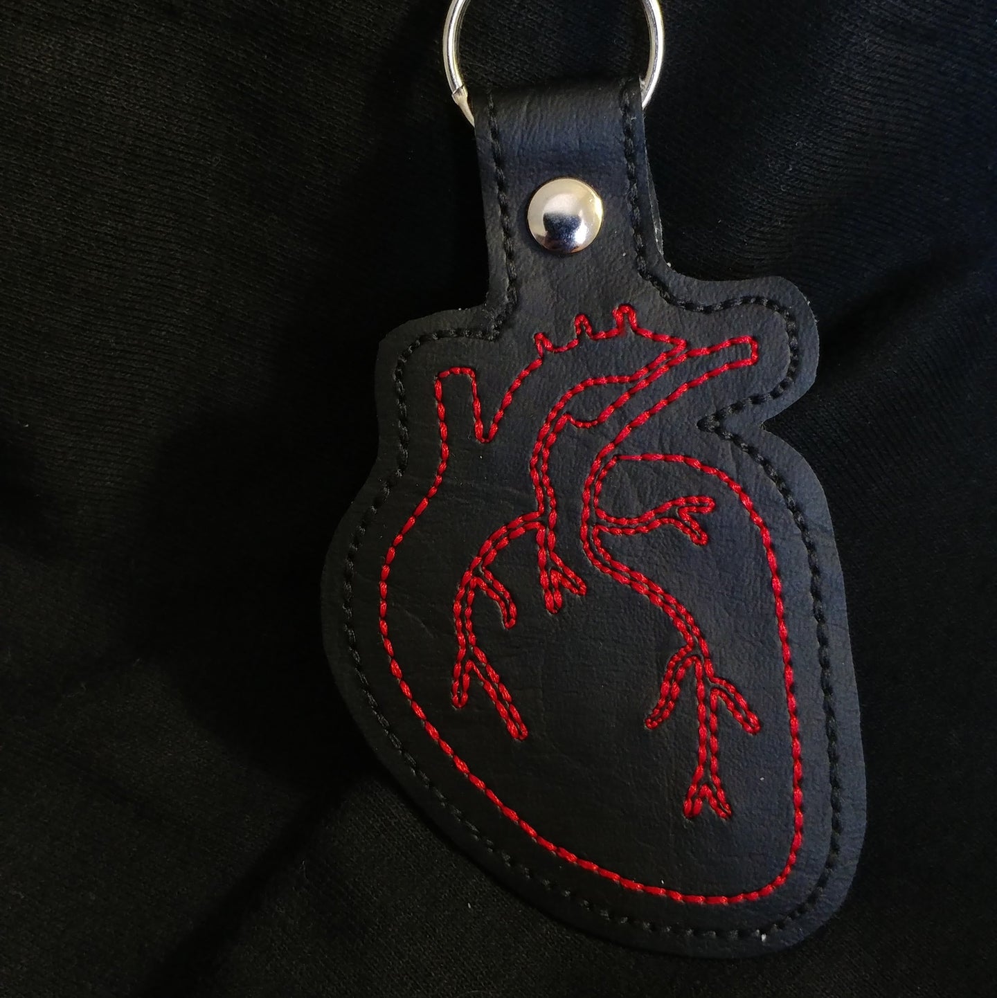 Black Anatomical Heart Keychain