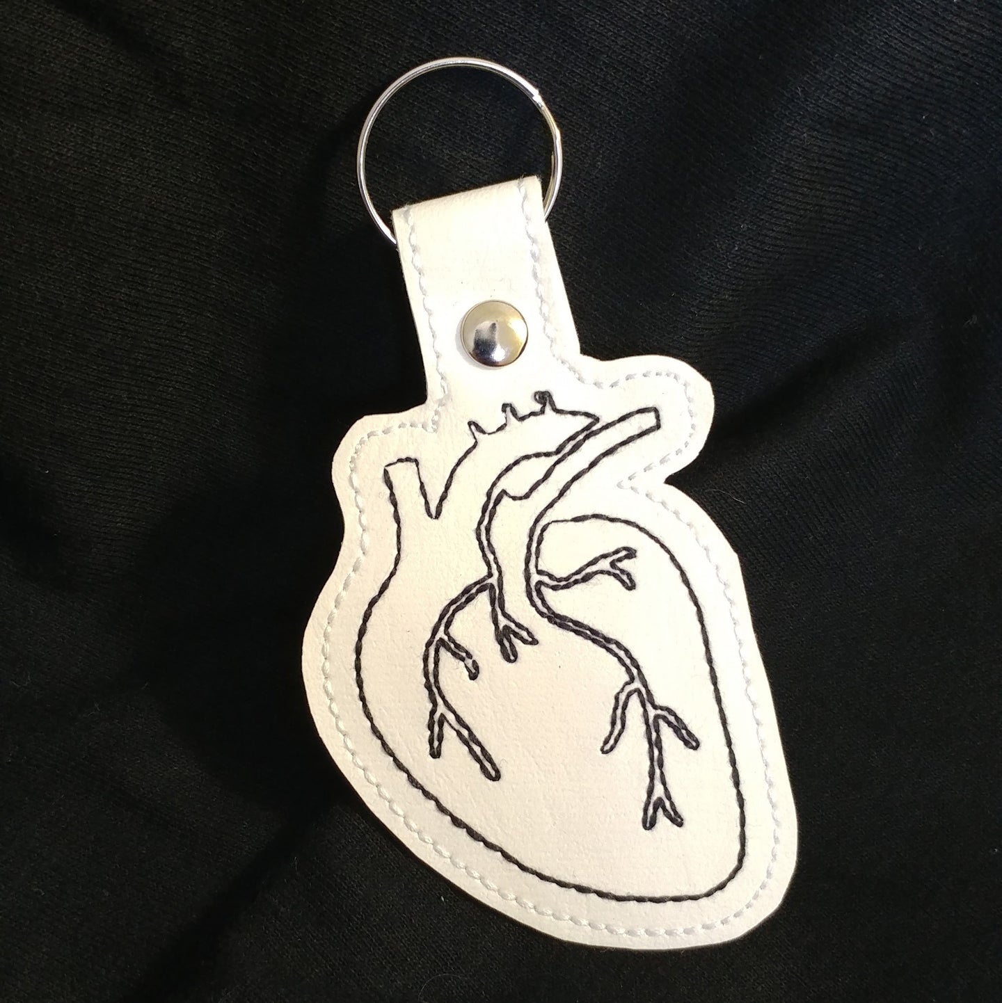 White Anatomical Heart Keychain