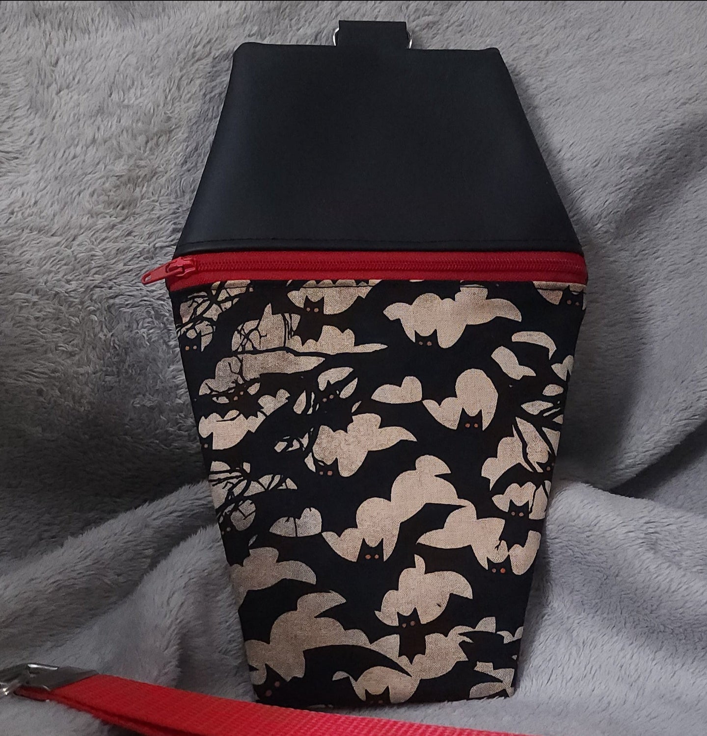 Red Eye Bats Coffin Zipper Clutch Handbag