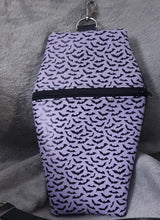 Load image into Gallery viewer, Pastel Purple Bats Coffin Zipper Clutch Handbag
