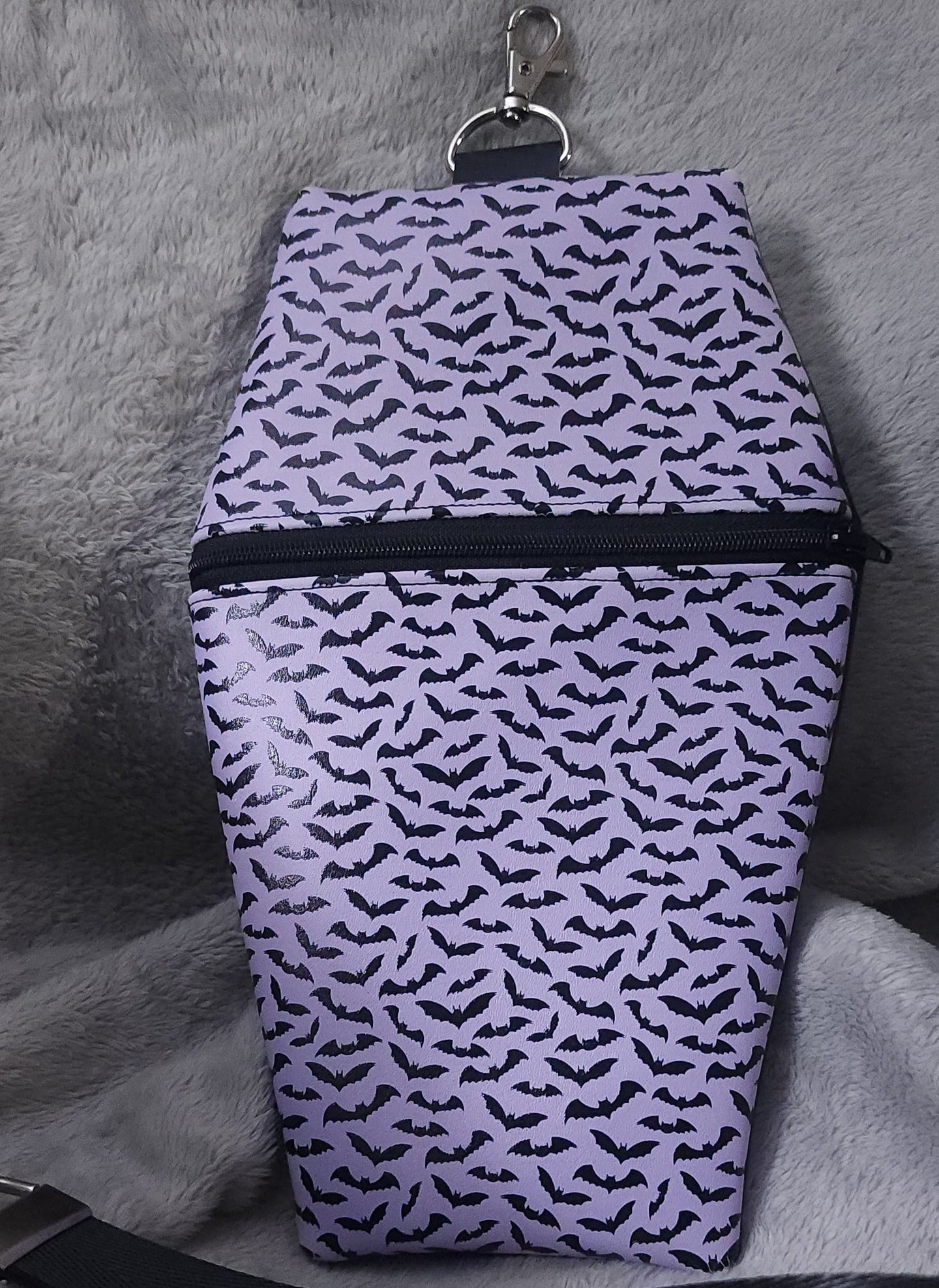 Pastel Purple Bats Coffin Zipper Clutch Handbag